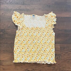 Old Navy Floral Smocked Crop Top with Ruffle Sleeves